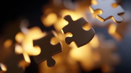 Abstract background of glowing puzzle pieces coming together, symbolizing solutions and community. Problem-solving, unity.