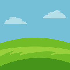 Obraz premium Vibrant green rolling hills under a blue sky with fluffy clouds