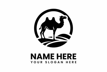 Elegant Black Silhouette Camel Logo Design 1.