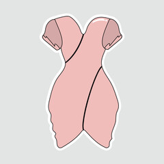 Elegant Pink Dress Illustration. A stylish illustration of a pink dress with short sleeves and black accents, perfect for fashion-related designs and commercial use