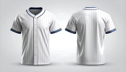 Realistic baseball jersey with blue pinstripes, representing athletic brand mockup.
