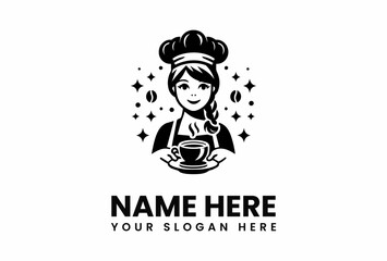Smiling Cafe Worker Holding a Steaming Coffee Cup.
