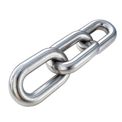 Obraz premium Steel metal chain links on a white background illustrate strength and connection