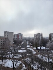 Snowy Street View from Above