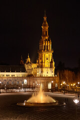 Obraz premium fountain at night in spain