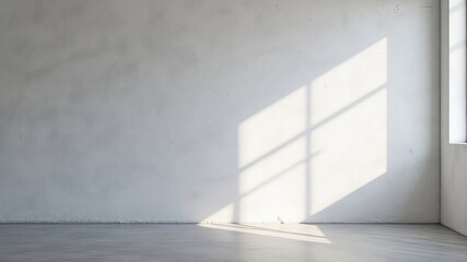 Obraz premium White plastered wall with window shadows and concrete floor providing a clean modern empty space for product placement