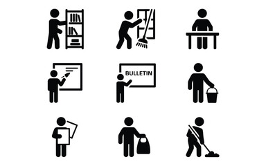 Office and work activities icon set