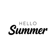 A cheerful and stylish typography and calligraphy illustration with the phrase "Hello Summer."