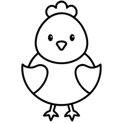 Cute Baby Chick Line Art Illustration