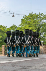 Royal Life Guards in front of Amalienborg Palace, Copenhagen, Denmark, Europe 2024