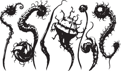 Set of plants and flowers. Hand drawn vector illustration	