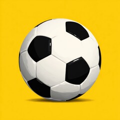 Fototapeta premium Classic soccer ball on a vibrant yellow background.