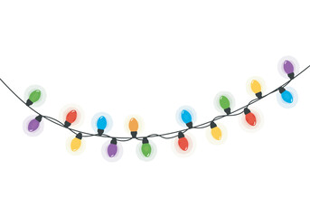 Colorful String of Festive Christmas Lights.