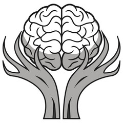 Hands gently cradling the human brain, symbolizing care and intellectual growth