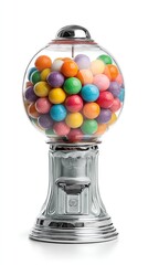 Colorful Gumball Machine Against White Background