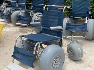 Beach wheelchair with inflatable wheels