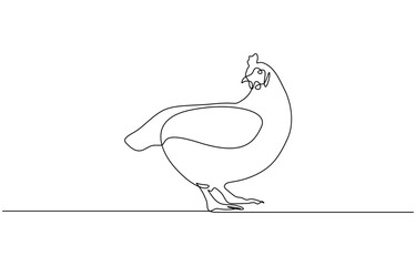 Continuous one line drawing of Hen animal minimalism design. Editable outline