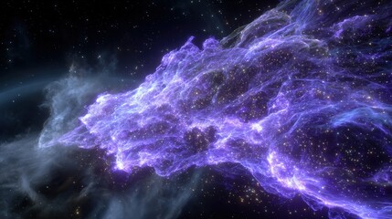 Abstract Glowing Purple Nebula In Space