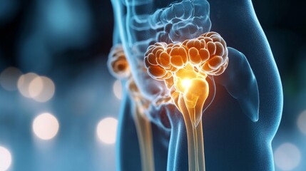 Inflamed Hip Joint: 3D Medical Illustration of Human Anatomy