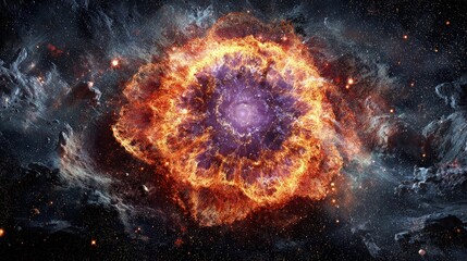 Colorful Fiery Nebula In Space