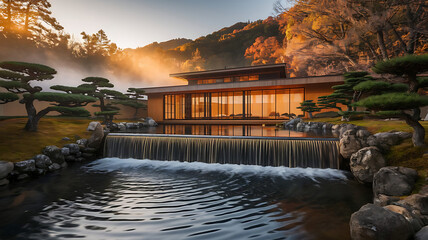 Sunset over the pool