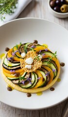 Französische Ratatouille-Bowl mit Trüffelöl und Ziegenkäse-Crunch