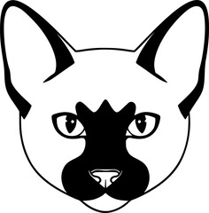 Siamese cat head front view outline icon vector
