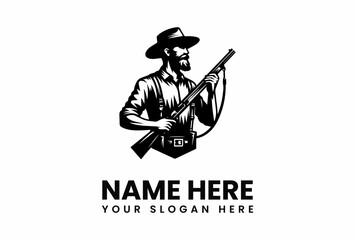 Fototapeta premium Silhouette of a Bearded Hunter in Profile.