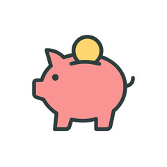 colored icon piggy bank vector on white background
Vector color illustration icon