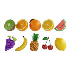 Naklejka premium Set of 9 colorful fruit icons vector