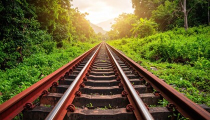 Fototapeta premium Lush Jungle Railroad Tracks