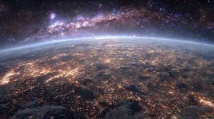 Earth At Night From Space With City Lights