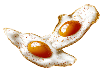 Fried eggs in the air , isolated on transparent background, png