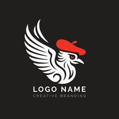 Obraz premium Whimsical bird with beret logo