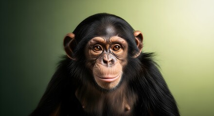 Fototapeta premium Intimate Close-Up Portrait of a Young Chimpanzee with Expressive Eyes and Gentle Smile