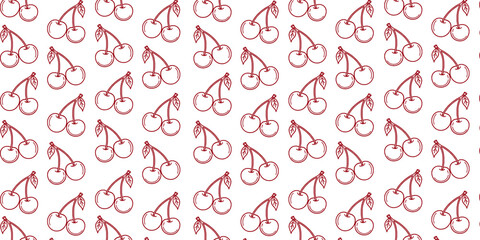 Naklejka premium Seamless Cherry Pattern Background
