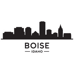 Obraz premium Boise skyline horizontal banner. Boise, Idaho. Vector template for your design. Vector black silhouette. with white background