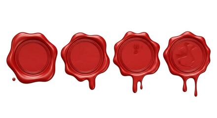 3d icon of collection of red wax seals for letters isolated on white background