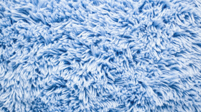 Close up view of blue synthetic fiber carpet or fabric abstract texture background. Fluffy textile surface for home decor industry. - Powered by Adobe