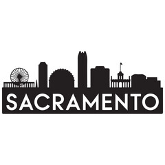 Fototapeta premium Vector Sacramento skyline. Travel Sacramento famous landmarks. Business and tourism concept for presentation, banner, web site. Vector black silhouette. with white background