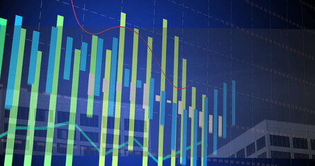 Displaying chart over office windows grid lines, with colored vertical bars and red trend line