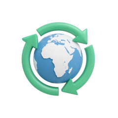 Global Sustainability Concept Depicting Environmental Stewardship with Rotating Arrows and Earth