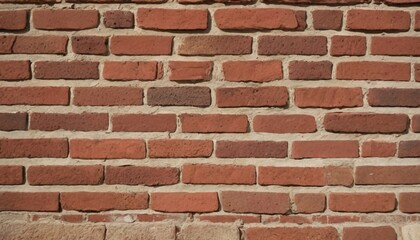 Obraz premium close-up of a distressed brick wall, with crumbling mortar, chipped bricks, and varying shades of red and brown, conveying historical character. (Focus: Distressed Brick, Crumbling Mortar, Historic) 