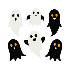 Halloween Ghost Silhouettes Vector Design Set
