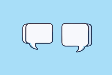 Naklejka premium Set of white color speech bubble text, chatting box, message box outline cartoon. Icon or sign speak text message . Balloon thinking sign symbol. illustration with shadow on white background.