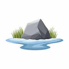 Calm waters reflection of rock and grass natural landscape tranquil environment serene viewpoint