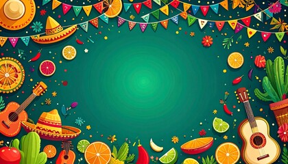 Naklejka premium Mexican Fiesta background, banner