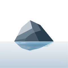 Calm reflection of an isolated rock in serene waters nature landscape tranquil environment aerial view minimalist concept