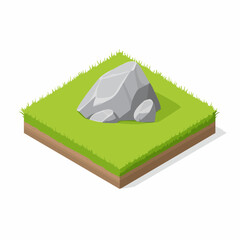 Rock formation displaying natural beauty outdoor landscape digital art grass environment isometric view nature concept