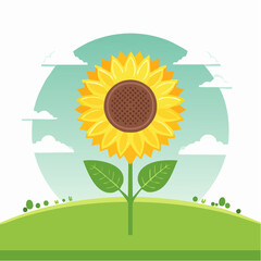 Vibrant sunflower blooming in nature graphic serene environment bright viewpoint